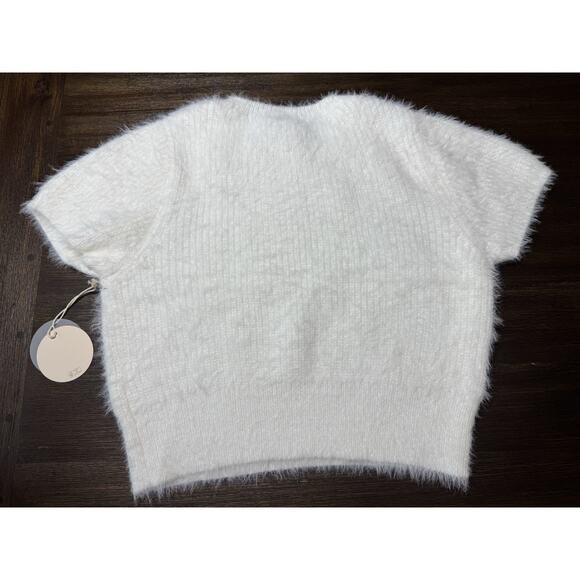Camila Coelho Sweater Crystal Jeweled Crop Short Sleeve Ivory Revolve - Picture 3 of 6